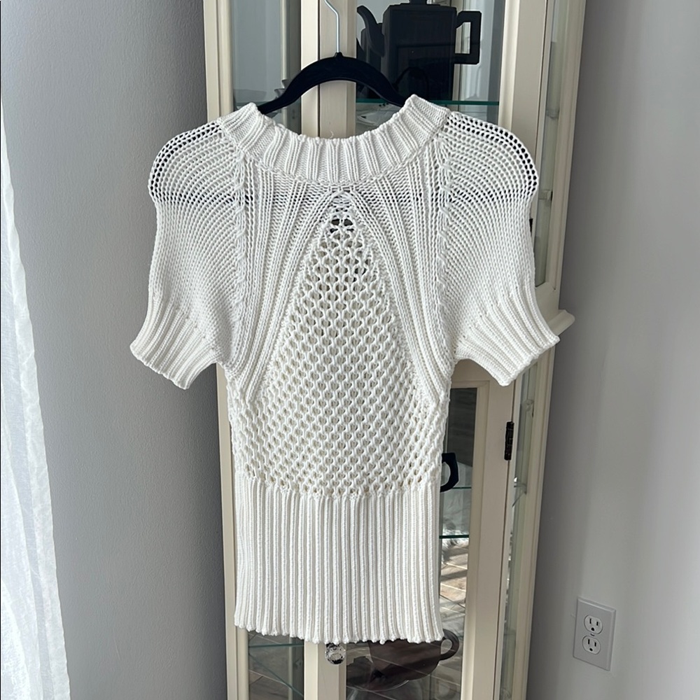 White Knit Short Sleeve Top - Picture 3 of 4